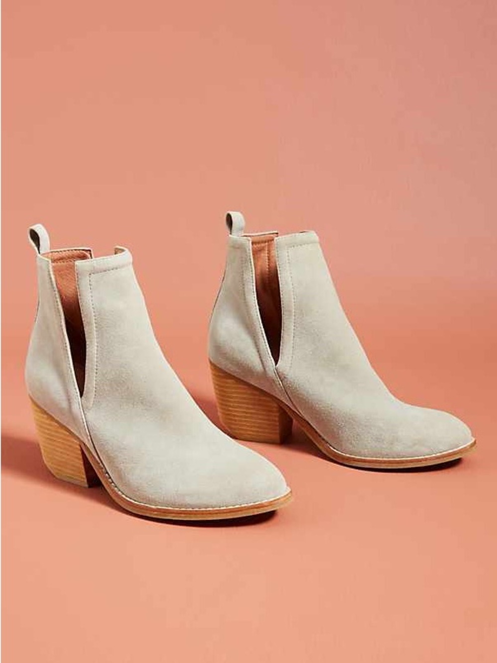Jeffrey Campbell Orwell Side Slit Suede Ankle Booties with Stacked Heel